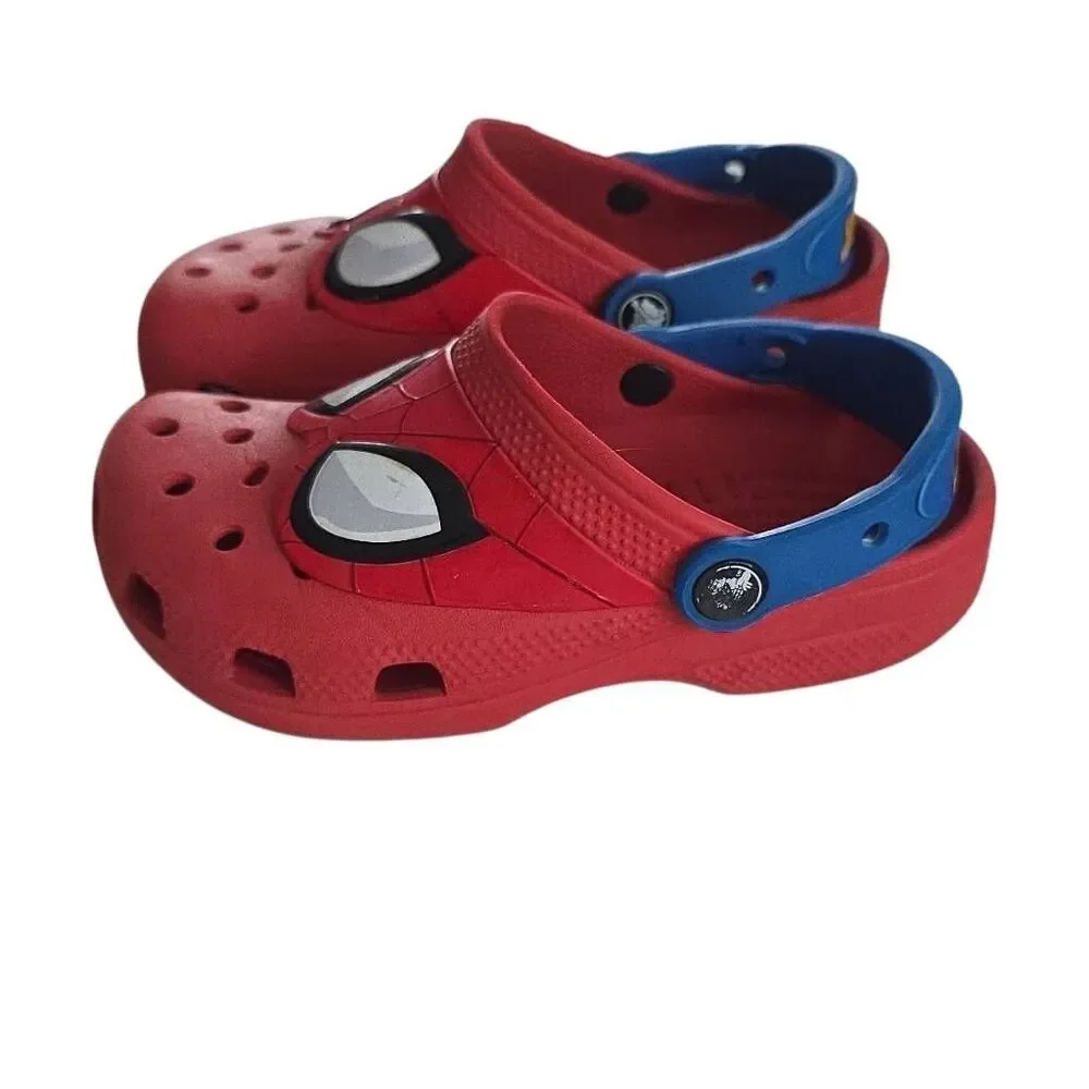 Crocs X Marvel Kids Size 1 Red Blue Spiderman Crocs